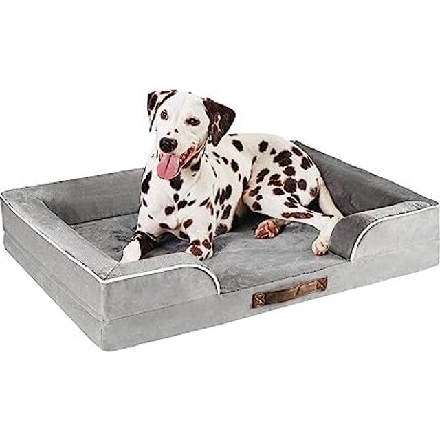 Codi Large Memory Foam Layer Dog Bed, Washable Orthopedic Dogs Beds Couch with Removable Zipper Cover, Waterproof Pet Sofa with U-Shape Bolster,