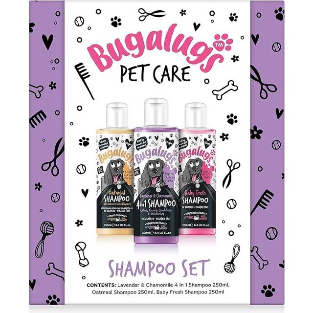 Bugalugs Spa Gift Set For Dogs With 3x Dog Shampoo, Dog Birthday & Christmas Present, Puppy Dog Birthday,  Dog Grooming Kit (3x 250ml)