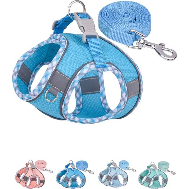 Dog Harness for Small Medium Dogs No Pull, Puppy Harness and Leash Set, Easy Walk Dog Harness for Walking, Running, Training (Bule, L)