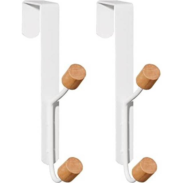 Over The Door Hooks,2 Packs Sturdy Metal Over Door Wooden Hooks Organizer Rack for Hanging Coats Hats Robes Towels,Bathroom Bedroom Door Hangers -