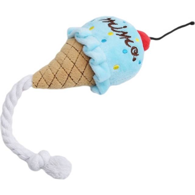 2 PCS Dog Plush Squeak Toy Pet Cat Chew Ice Cream Play Toys(Blue)