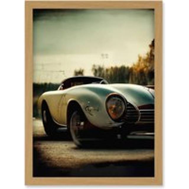 Classic Sports Car Cinematic Beauty Shot Nostalgic Print Artwork Framed Wall Art Print A4 - Tan - One Size