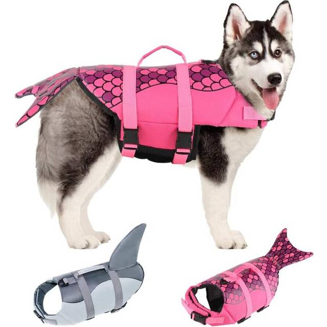 Large Dog Life Jacket, Dog Life Vests for Swimming, Float Coat Swimsuits Flotation Device Life Preserver-Rose m