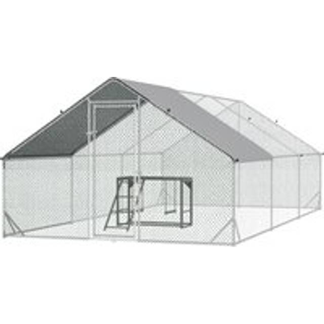 Pawhut Walk In Chicken Run With Chicken Activity Shelf And Cover, 3 X 6 X 2m