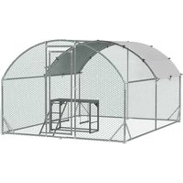 Pawhut Walk In Chicken Run With Chicken Activity Shelf And Cover, 2.8 X 3.8 X 2m