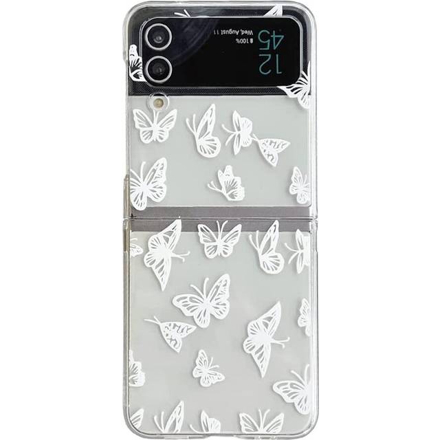 Butterflies Cute Hard PC Clear Plastic Phone Case for Samsung Galaxy Z Flip 4 5G Cover Folding