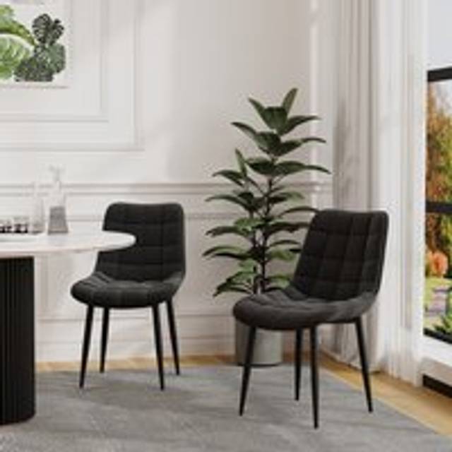 (Black, 6) Nova Modern Velvet Dining Chair Padded Seat Metal Legs
