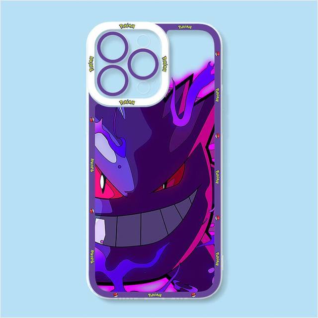 (iPhone 11 Pro Max) Luxury Pokemon Phone Case For iPhone Soft Silicone Cover Purple