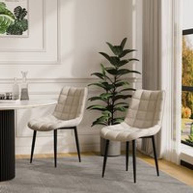 (Beige, 8) Nova Modern Velvet Dining Chair Padded Seat Metal Legs