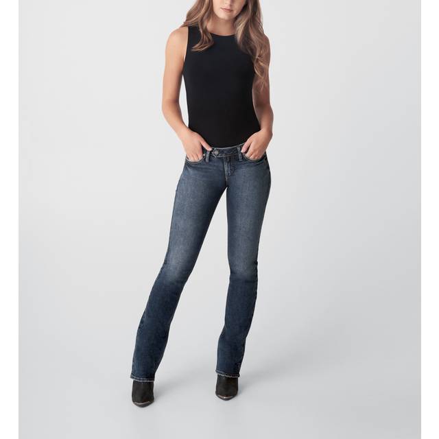 Silver Jeans Co. Women's Tuesday Low Rise Slim Bootcut Jeans  Dark Wash Egx357  33W x 33L