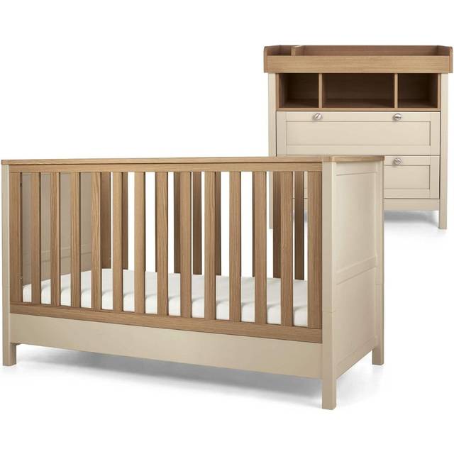 Mamas & Papas Harwell 2 Piece Nursery Furniture Room Set | Includes Cot Bed & Dresser Changer - Cashmere
