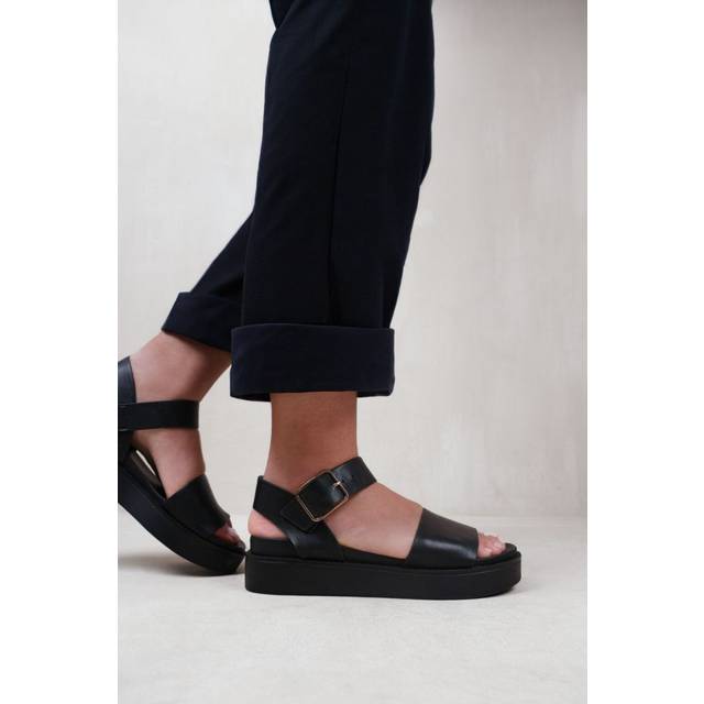 Where's That From Black Pu Phoenix Classic Flat Sandals - uk3
