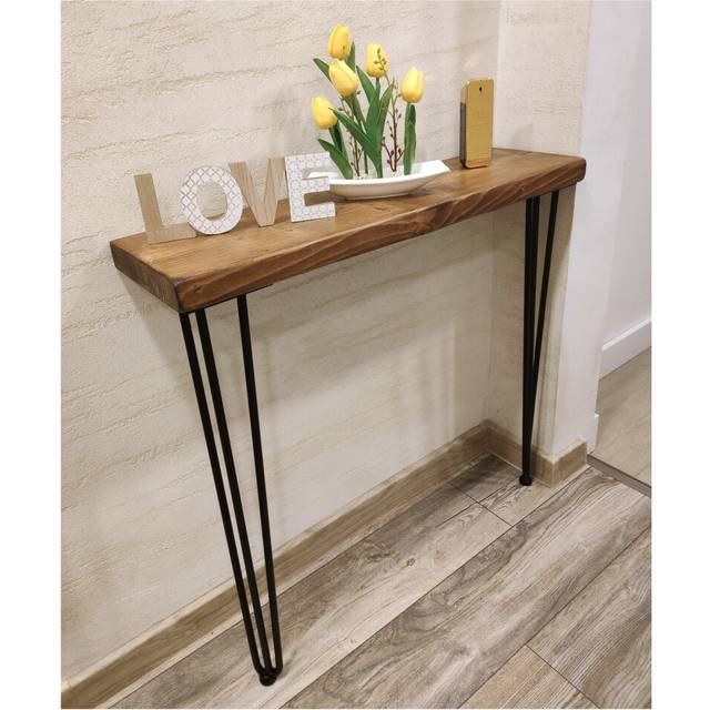 Moderix Rustic Console Table 225mm Hairpin 3R 711mm Medium Oak Length of 120cm