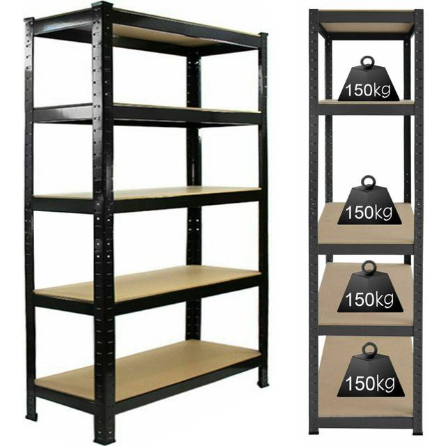(180x90x40cm,Galvanised) 5 Tier Shelving Unit for Garage and Shed - Freestanding Industrial Metal Shelf, Boltless Metal Steel & MDF Shelves, 875KG