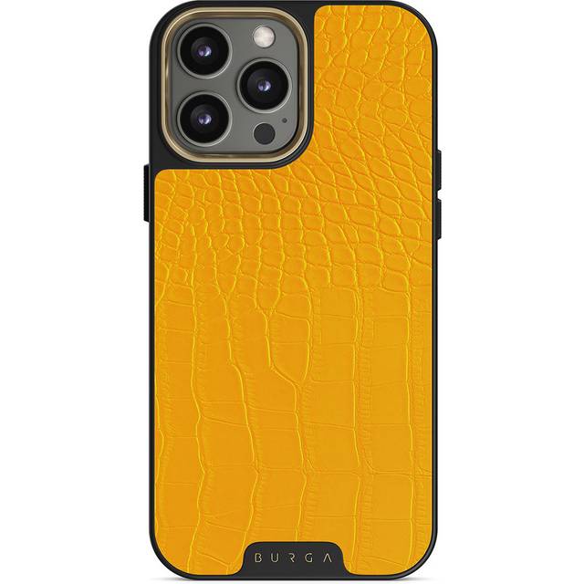 Canary Yellow - Snake Skin iPhone 14 Pro Max Case, Elite Dark (MagSafe) / Gold