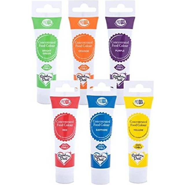 RAINBOW Dust ProGel Icing Colour Paste Gel Food Colouring Sugarcraft Set 6 Pack