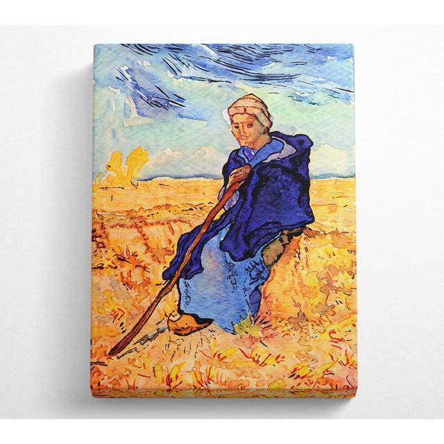 Van Gogh The Shepherdess - Wrapped Canvas Art Prints - Multicolour (81.3cm H x 50.8cm W x 10cm D)