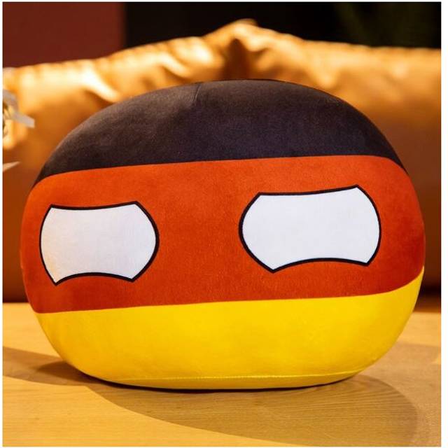 (40cm, Germany) CountryBall Plushie Polandball Plush Toy USA UK France China Russia Country Ball Doll Hugging Pillow Key Ring Pendant Gift for Kids Fr