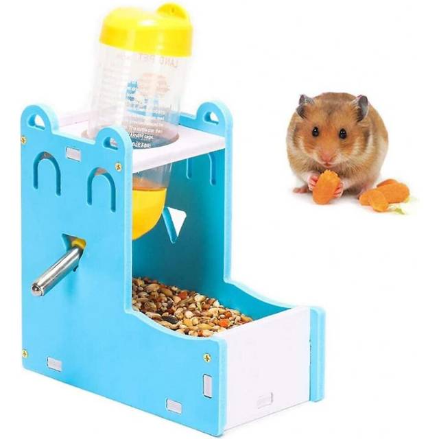 2 In 1 Hamster Hanging Water Bottle, Pet Auto Dispenser With Base For Hamster Rat Gerbil Mouse Guinea Pig,blue