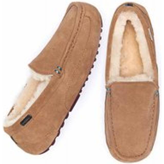 'Dishley' Men's Sheepskin Moccasin Slippers - Tan - 8