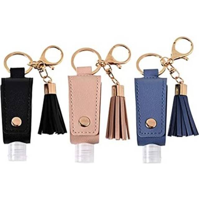 3 Pack Portable Empty Travel Bottle Keychain Hand Sanitizer Bottle Holder 1oz / 30ml Small Squeeze Bottle Refillable Containers for Hand Sanitizer