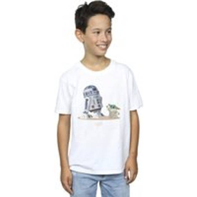 (5-6 Years, White) Star Wars Boys The Mandalorian R2D2 And Grogu T-Shirt