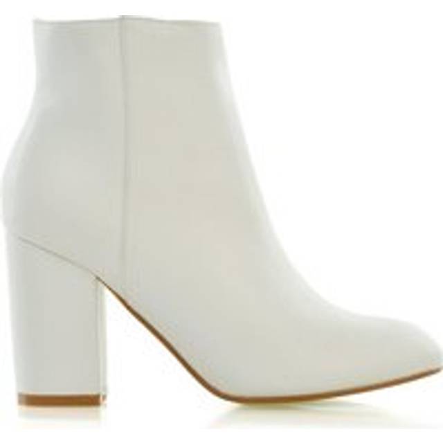 'Peaches' High Block Heel Ankle Boots - White - 8