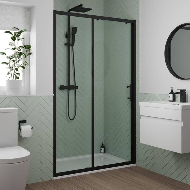 Luxura Sliding Shower Door 1000mm - 6mm Black