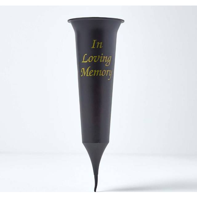 Homescapes ‘In Loving Memory’ Flute Spike Flower Vase Grave Pot - Black