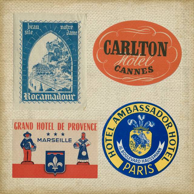 Vintage Travel Collage IV (51cm H x 51cm W x 3.8cm D)