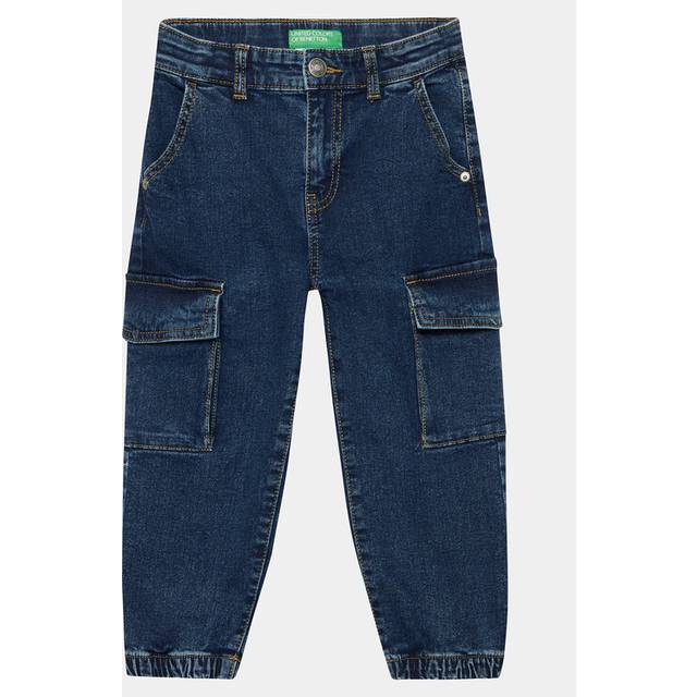 Benetton Dark Denim Blue Stonewash Patch-pocket Straight-leg Stretch-denim Jeans 18 Months - 6 Years 18-24 - DARK DENIM BLUE