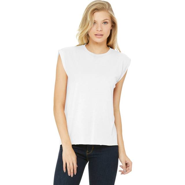 Women's t-shirt with rolled up sleeves Bella + Canvas Flowy - Blanc