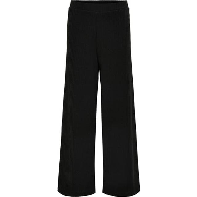 Ribbed Wide Leg Trousers - Black - 11Y (144CM)