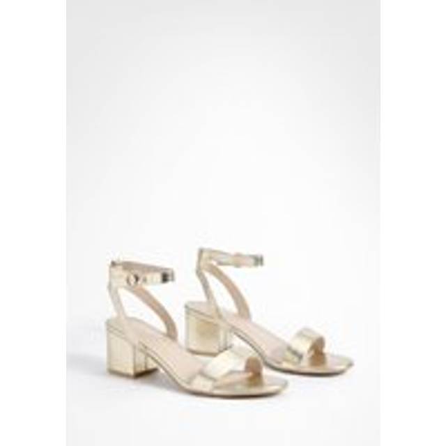 Womens Metallic Low Block Barely There Heels - Gold - 3