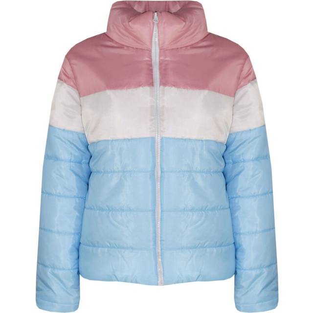 (11-12 Years) Kids Boys Girls Jackets Designer Contrast Panel Hooded Padded Quilted Warm Coats