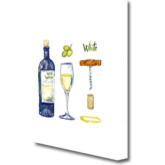 White Wine Tools Kitchen - Wrapped Canvas Painting Print (50.8 cm H x 35.6 cm W)