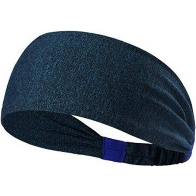 (Navy) Women Sports Yoga Sweatband Elastic Running Headwrap Home Gym Fitness Exercise
