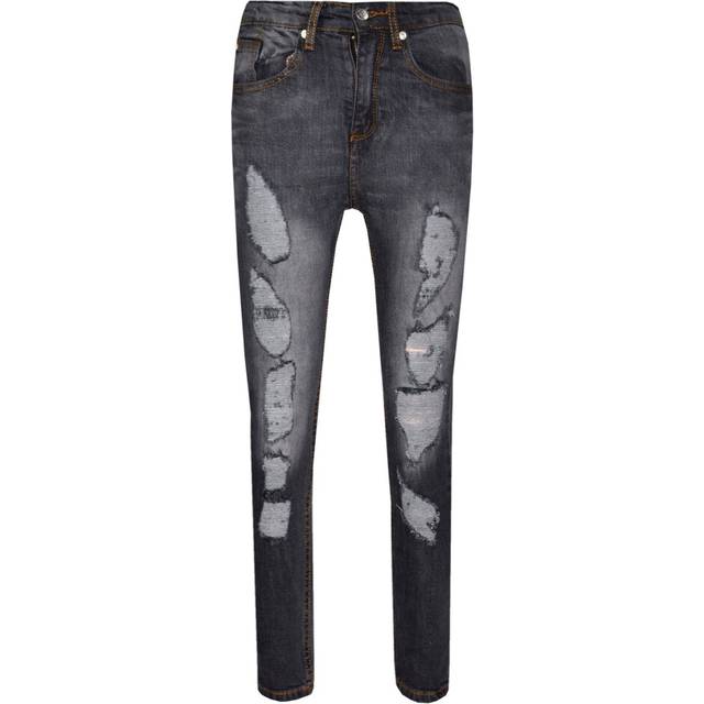 (Black) Boys Stretchy Jeans Kids Ripped Denim Skinny Jeans Pants Trousers Age 5-13-14 Years