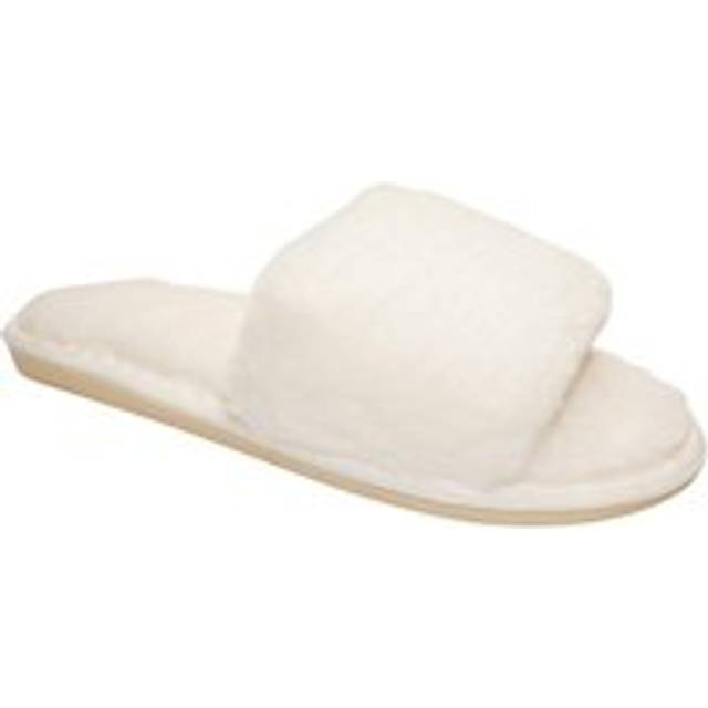 Faux Fur Lined Fluffy Winter Warm and Cosy Opened Toe Slippers - White - 3