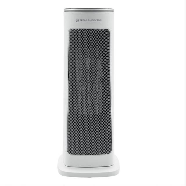 Spear & Jackson White PTC Ceramic Fan Heater 2000W - 16 x 16 x 41cm
