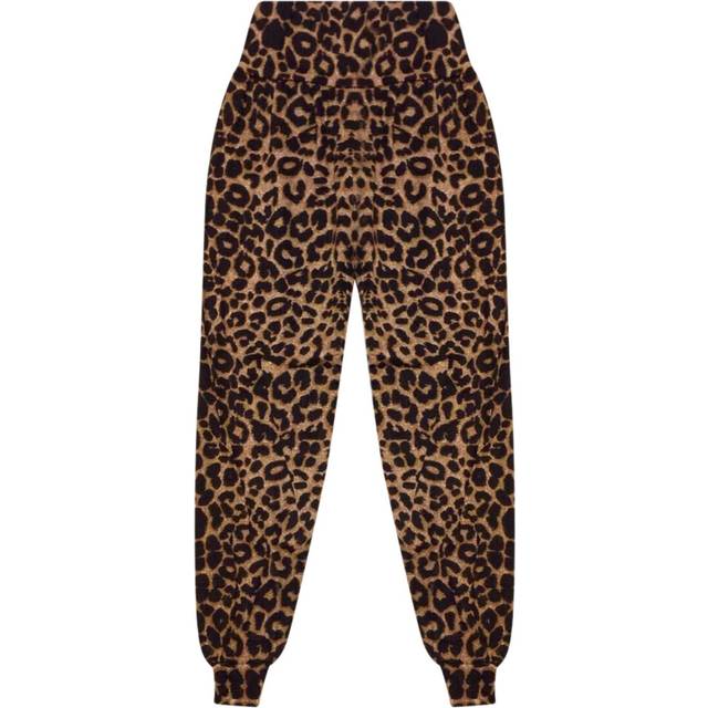 (5-6 Years, Leopard) Kids Girls Ali Baba Harem Trouser Plain Color Fashion Trendy Leggings 2-13 Years