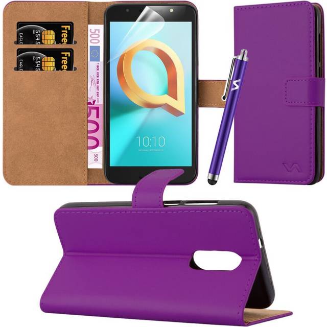 (Purple) For Alcatel A3 Plus 3G Leather Wallet Case Cover