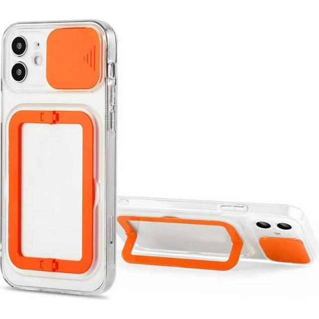 Soft TPU Phone Case Compatible With iPhone 13 Pro in Orange With Camera Lens Protection Cover and Stand