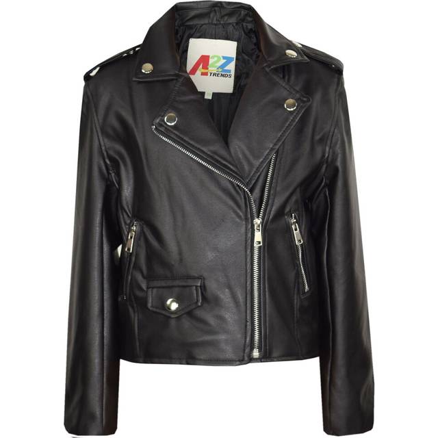 (9-10 Years, Black) Girls Jackets Kids Designer's PU Faux Leather Jacket Zip Up Biker Coats 5-13 Yr