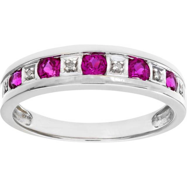 Diamant L'Eternel Womens Round Brilliant Ruby and Diamonds 9ct White Gold Eternity Ring - Size P
