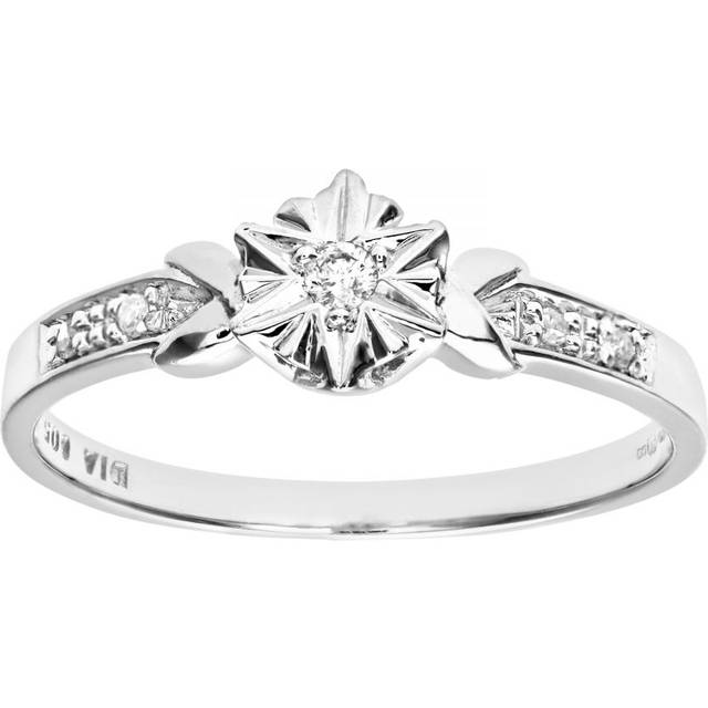 Diamant L'Eternel Womens Ladies 9ct White Gold Diamond Accent Ring - Size N