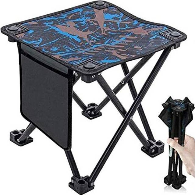Portable Folding Camping Stool, Xndryan Small Fishing Chair Foldable Camping Footstool Lightweight Fishing Stool with Stable Flat Feet and Carry