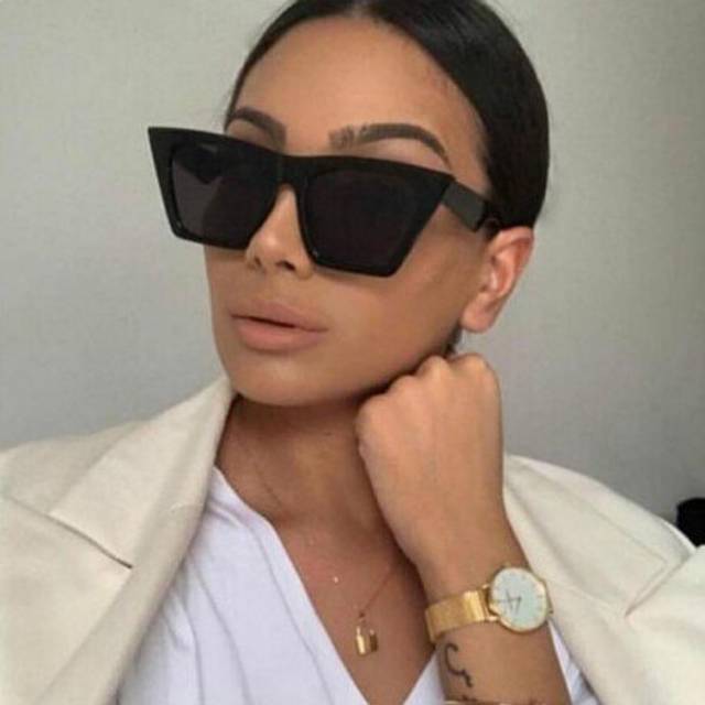 (Blue) Women Big Frame Shades Oversized Sunglasses Square Brand Designer Vintage Men Fashion Sun Glasses Oculos De Sol UV400