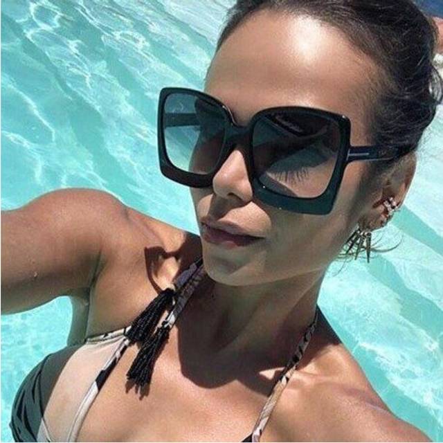 (blue Gray) Vintage Big Women sunglasses Oversized Square Fashion Brand Black Shades sun glasses ladies Luxury Gradient Eyewear Female