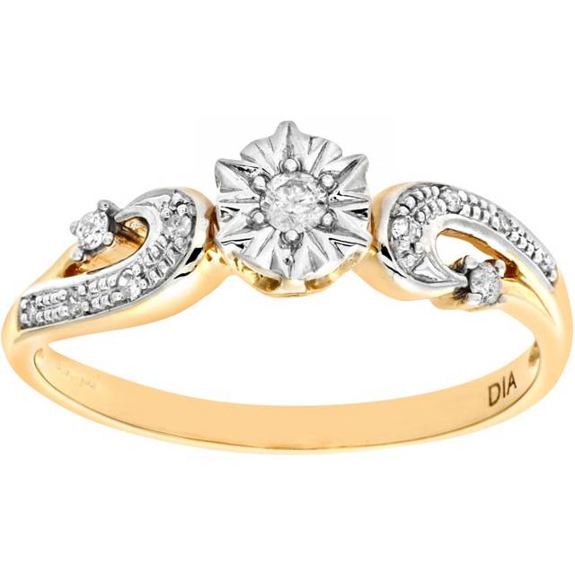 Diamant L'Eternel Womens Ladies 9ct Yellow Gold Diamond Accent Ring - Size J